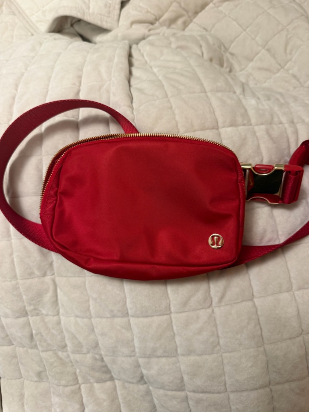 lululemon athletica Red Crossbody Belt Bag with Gold Hardware